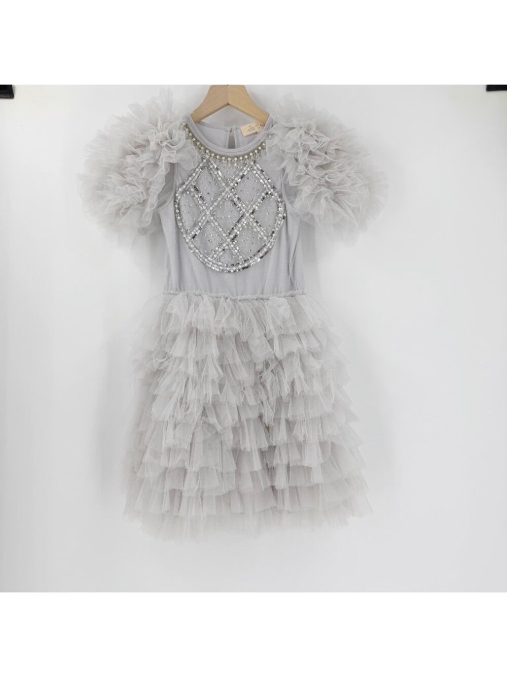 Tutu Du Monde Gray Embellished Tulle Girls Dress 10-11 Special Occasion Wedding